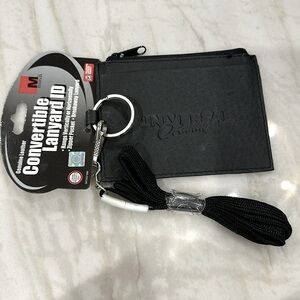 Universal Orlando, genuine, leather convertible, lanyard ID with zippered pocket